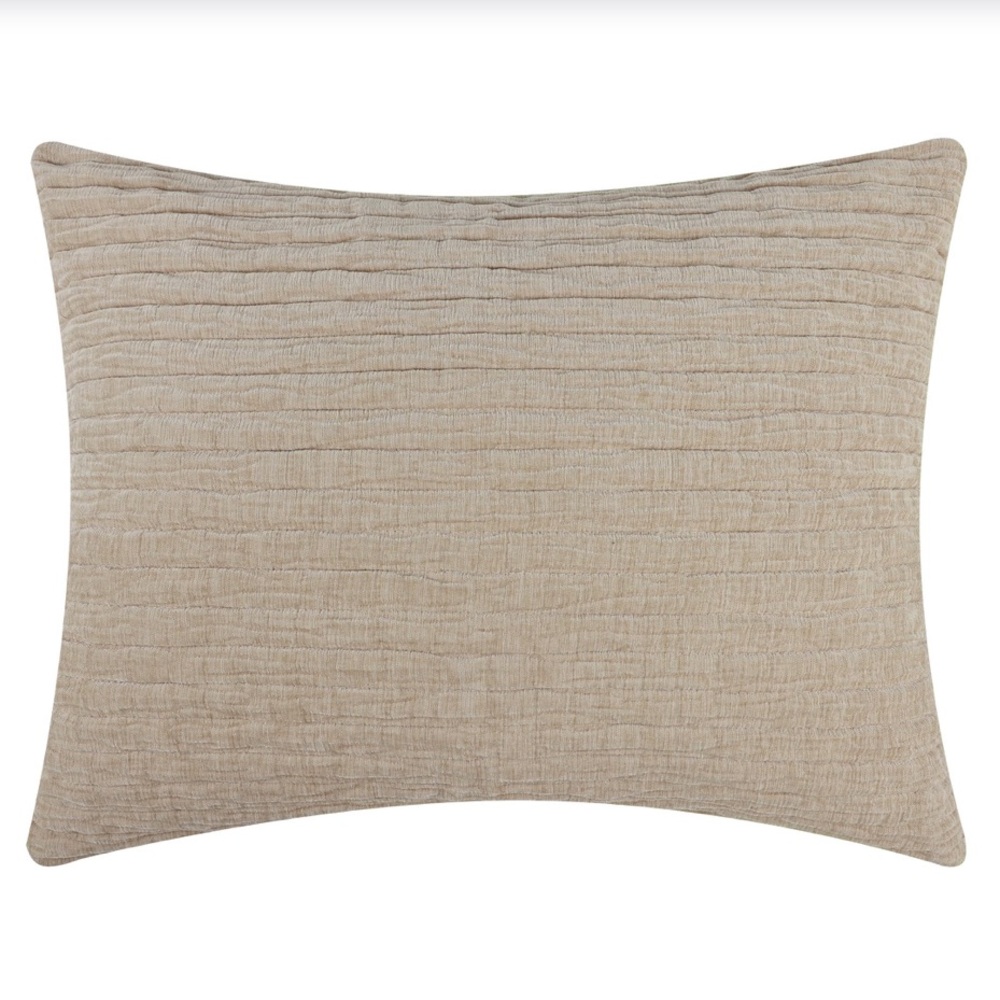 Quilted Chenille Velvet Pillow Sham Khaki KING SIZE 36x20” (1-Count)